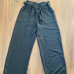 Iwollence Women's Black Wide Leg Silky Work Pant - Size Medium